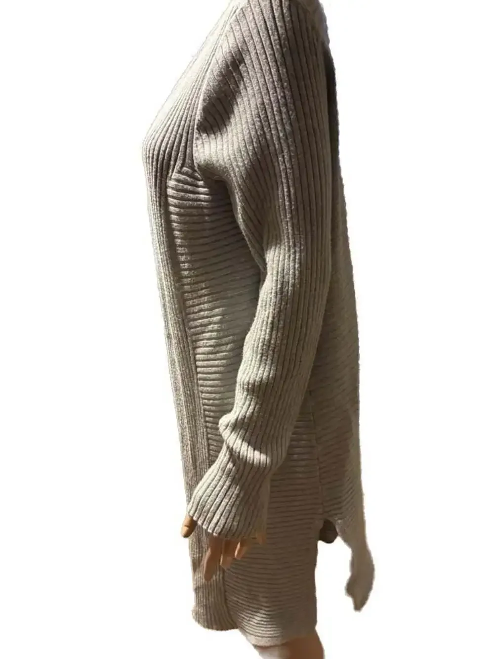 Alexandra + Oak Lt Grey Heather Longline Open Front Ribbed Cardigan - Picture 2 of 4